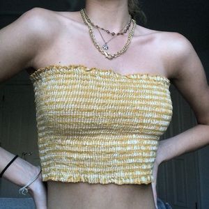 brandy melville yellow and white stripped tube top